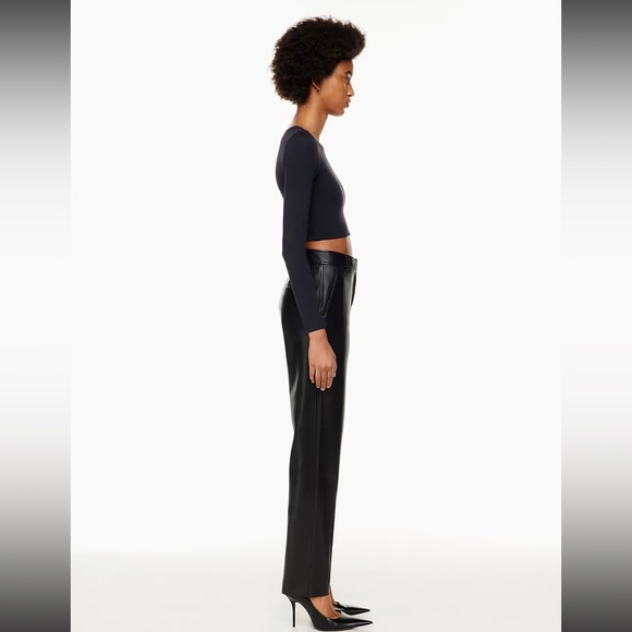Aritzia Babaton Black Command Pant Vegan Leather Full Length - Picture 9 of 16